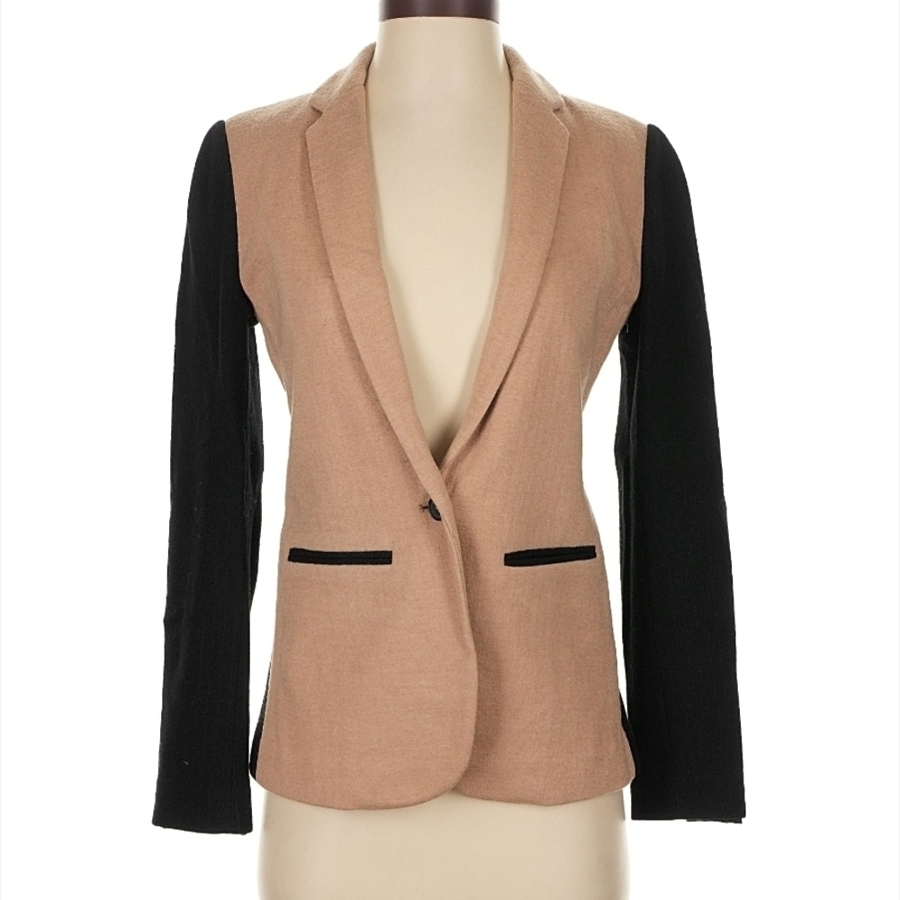J. Crew Tan Blazer with Black Sleeves